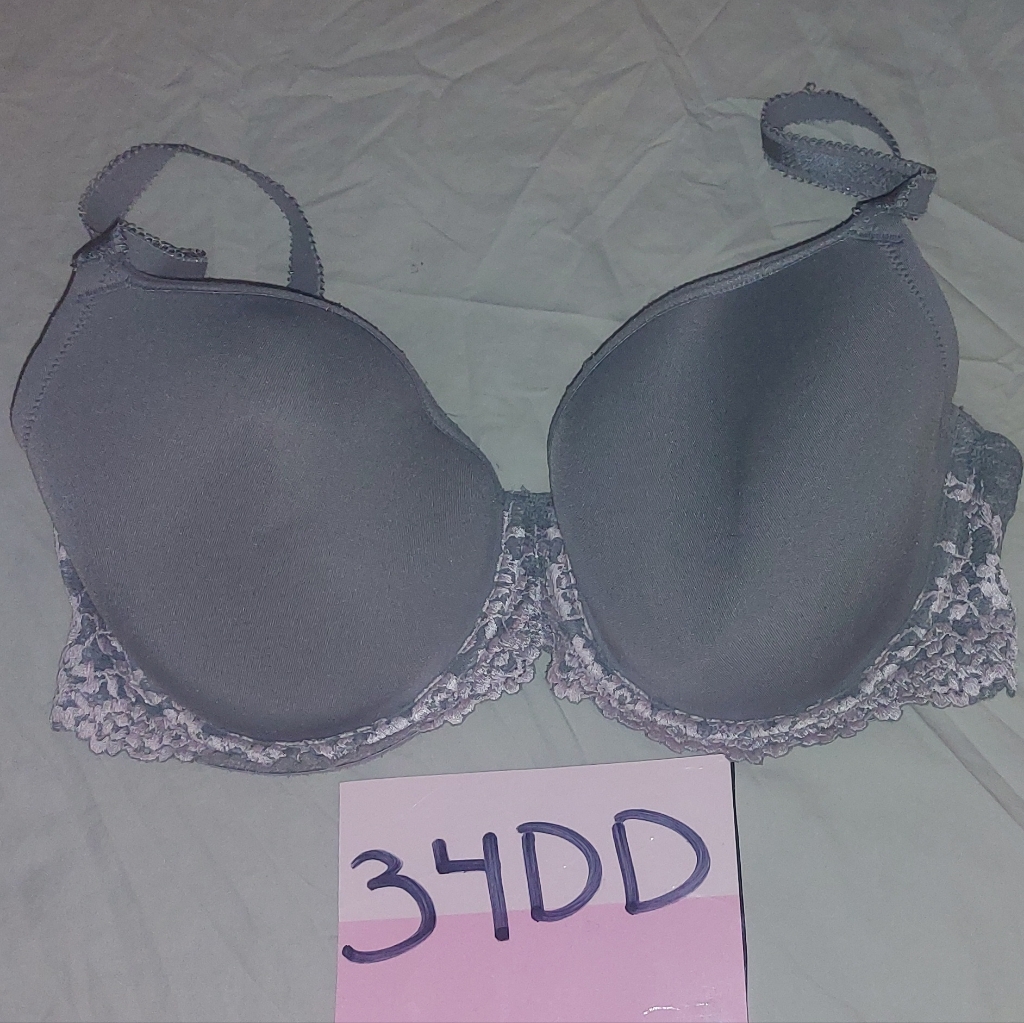 Wacoal Lace Trim Bra 853191 34dd Grey White